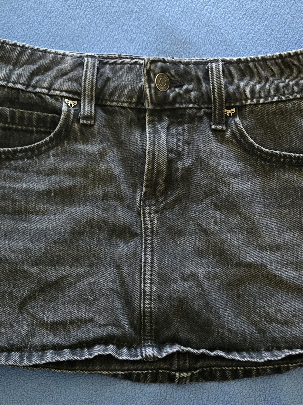 Hollister Women's Black Denim Skirt With Shorts Insert